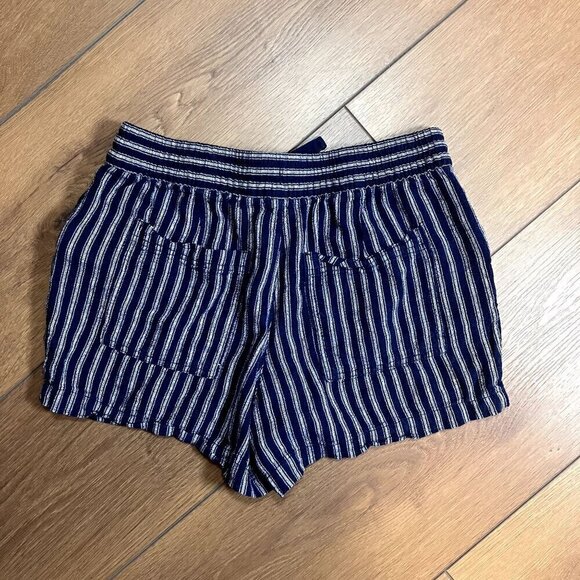 GAP Pull-on Linen Blend Navy Striped Shorts Size S - Picture 6 of 6